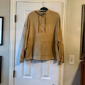 GAP Tan Pullover Button-Up Hoodie